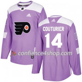 Adidas Maillot de Hockey Philadelphia Flyers Sean Couturier 14 2017-2018 Violet Fights Cancer Practice Authentic - Homme